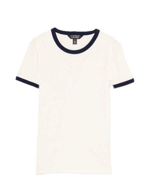 200p09077002 LAUREN RALPH LAUREN | KNIT-T-SHIRT.CREAM/NAVY
